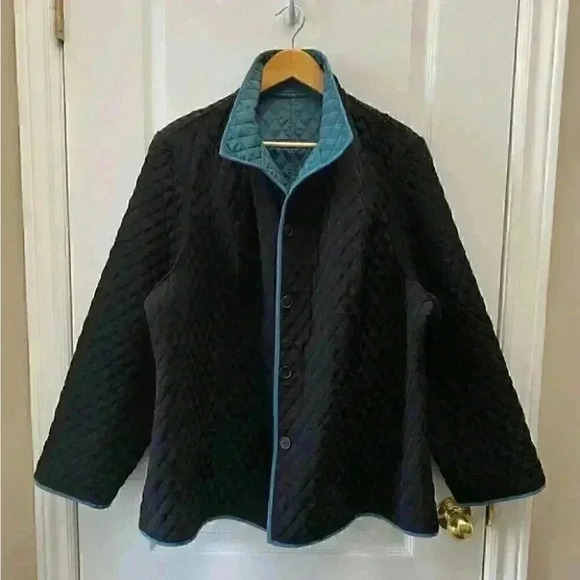 Vintage Utility Barn Jacket Chore Coat Quilted Reversible Green Black 16 2X - Picture 10 of 16